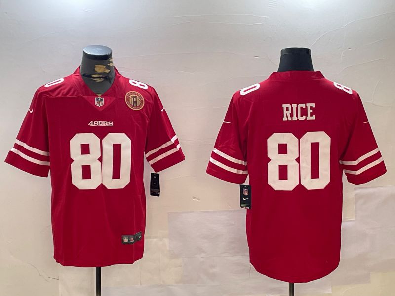 Men San Francisco 49ers #80 Rice Red Second generations 2024 Nike Limited NFL Jersey style 4